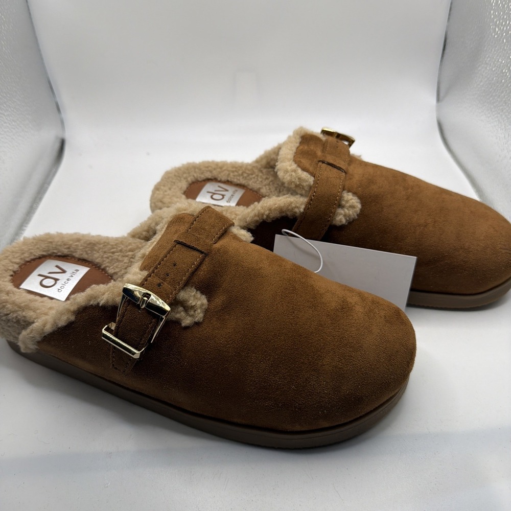 Dolce Vita Cozy Slide Clogs Women Cognac Slip-On Adjustable Buckle. Size 9